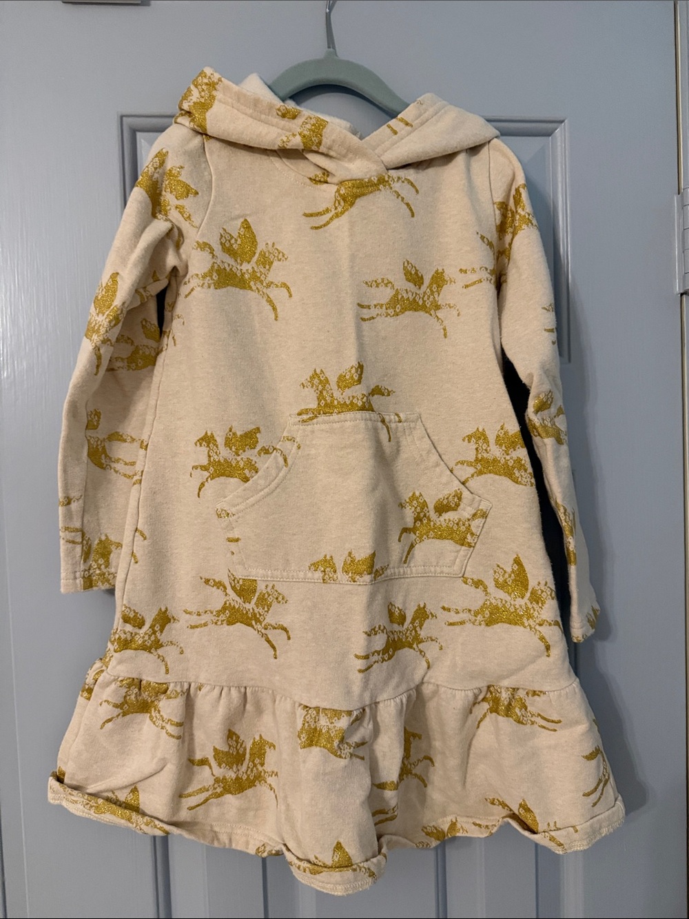 Tea glitter unicorn ruffle hooded sweatshirt Dress